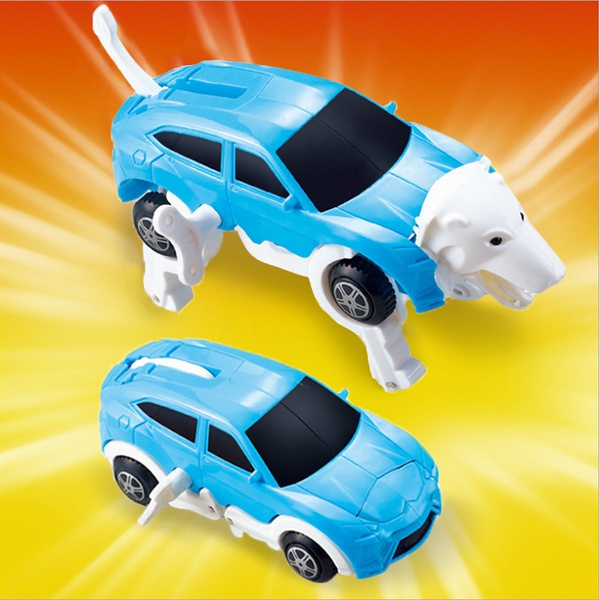 Transforming Toy Cars Automatic Deformation Wolf Dog Transformation Animal Robot Toys Car Transform Vehicles Playsets Clockwork Toy Gift