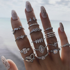 Coração, crystal ring, Women Ring, ringset