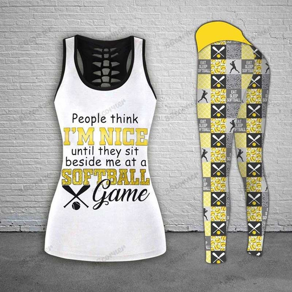 Yellow Eat Sleep Softball Leggings