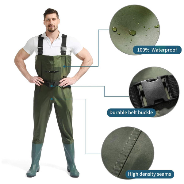 Hunting Fishing Waders Fly Fishing Waders for Men Women with Boots,  Waterproof Bootfoot Nylon/PVC Wader, Sizes 9-13