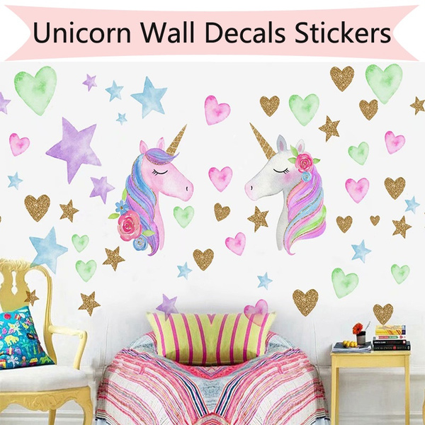 2 SheetsUnicorn Wall Decor for Bedroom, Removable Unicorn Wall Decals  Stickers for Girls Boys Kids Cute Nursery Birthday Party Favor Child  Birthday Graduation Christmas Gifts