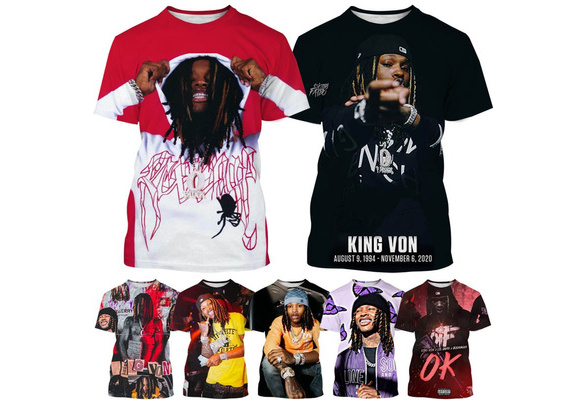3D Printing Hip-hop Rapper King Von T-shirt Summer Fashion