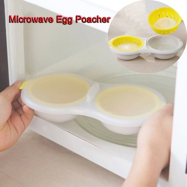 Microwave Egg Poacher BPA Double Cup Egg Cooker Steamer Egg Poaching