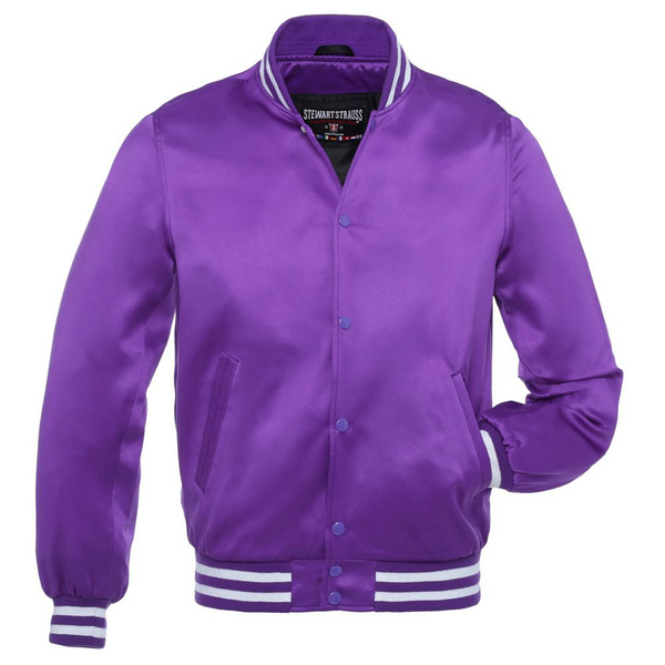 Purple Satin Bomber Jacket Letterman Varsity Jacket University Jacket ...