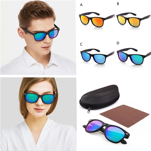 New Fashion Outdoor Plastic Sunglasses Mirrored Sunglasses for Men Women  with Horned Rim,SunglassesGifts Polarized Sunglasses For Women Men UV  Protection Resin frame and Composite lens