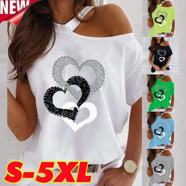 icurvee Blusa Tallas Grandes Beige Crew Cuello Corazón - NewChic