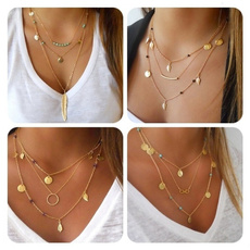 trendy necklace, leaves, Jewelry, Chain