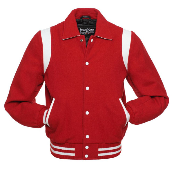 Red Retro Varsity Jacket Wool Letterman University Jacket Baseball ...