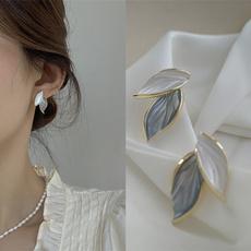 Fashion, leaf, Beautiful Earrings, Pearl Earrings