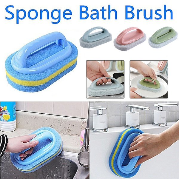 Bathroom Kitchen Handle Scouring Pads Cleaning Brush Sponge