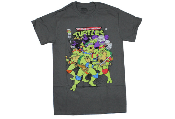 Teenage Mutant Ninja Turtles Mens T-Shirt - 4 Boys & Foot Clan Comic I