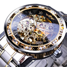 Fashion, Skeleton, business watch, Stainless Steel