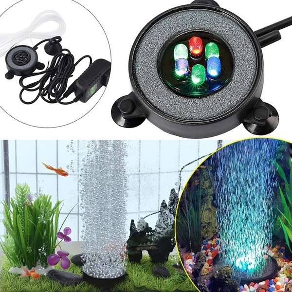 1PC Color Changing LED Waterproof Aquarium Light Round Fish Tank