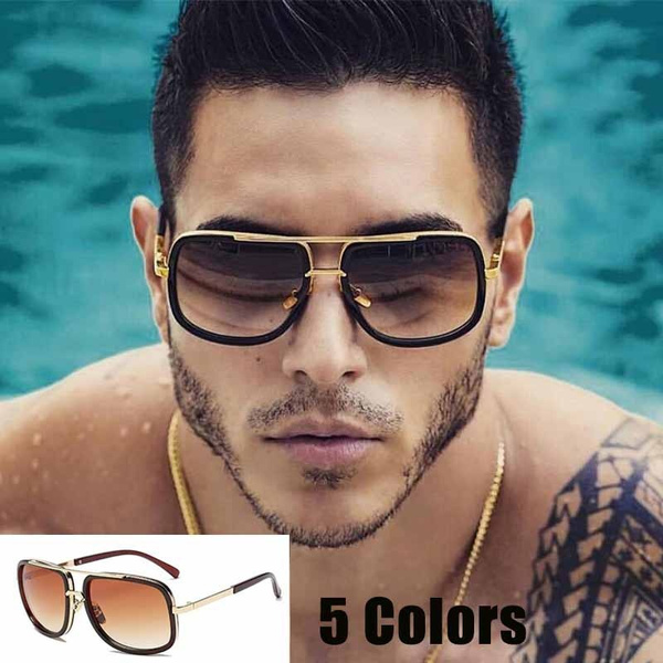 New Big Frame Sunglasses Men Square Fashion UV400 Glasses Retro Sun Glasses  Vintage Gafas Oculos