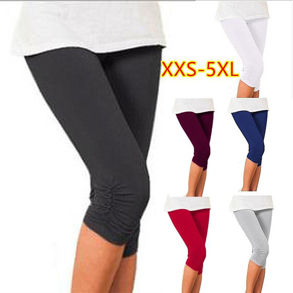 XXS-5XL Women Cropped Leggings Stretch 