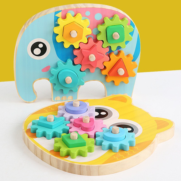 Wooden Toy for Toddlers Educational Toy Gear Toy with Turning Wheels ...