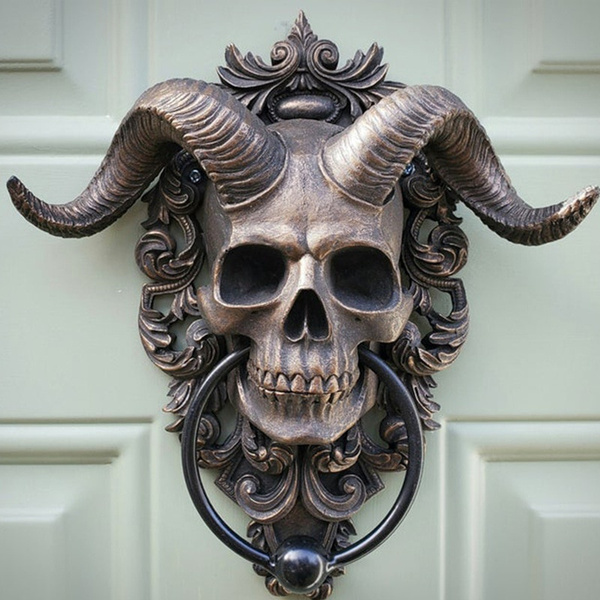 BUF Goat Skull Door Hanging Decoration Pendant Door Knocker Resin Punk