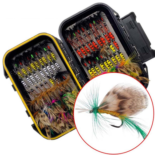 12-126Pcs/Box Portable Nymph Scud Midge Flies Kit Assortment with Box Trout Fishing  Fly Lures