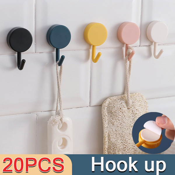10/20Pcs Small Wall Hooks Seamless Self Adhesive Sticky Hooks Kitchen  Bathroom Nail-Free Nano Hanger Sucker Hanging Buckle Hooks