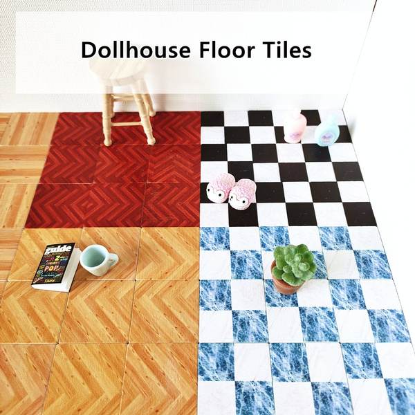 MQ 9Pcs Dollhouse Mini Floor Tiles Wood Floorboards 112 Doll House