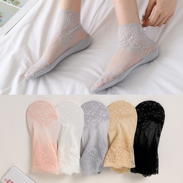 Women lace silk socks