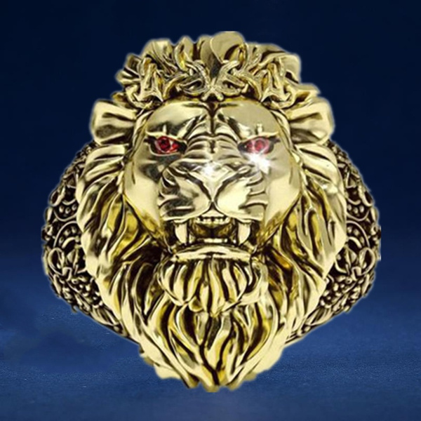14ct Yellow and White Gold Cubic Zirconia Lion Ring | Ramsdens Jewellery