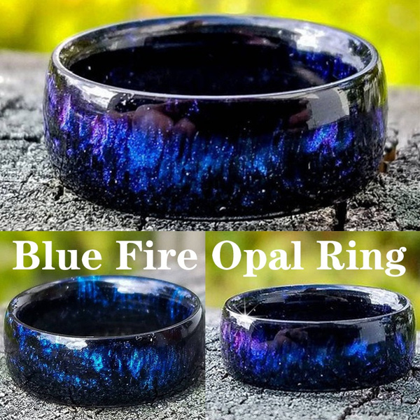 blue fire opal engagement ring