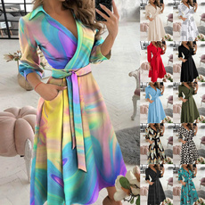 Summer, Plus Size, chiffon dress, Long sleeved