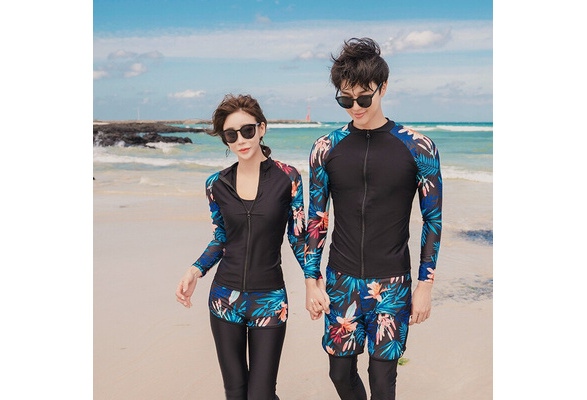 Salanghae - Couple Matching Long Sleeve Rashguard / Bra Top / Swim Pants /  Beach Shorts / Skirt / Bottom / Set