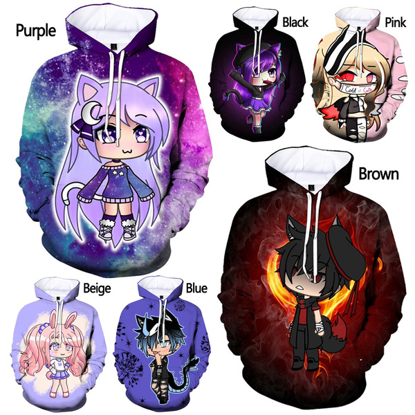 Men's Gacha Life 3D Imprimir Anime Hoodie, Moda Jumper, camisola