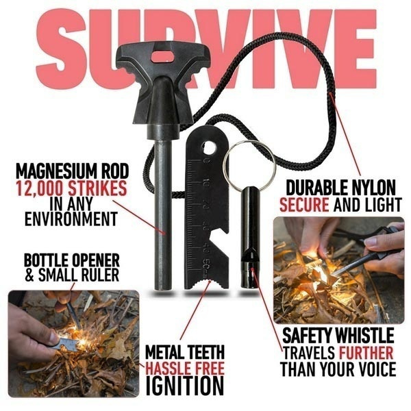 Outdoor Emergency Survival Stone Fire Starter Flint Striker Lighter Kit