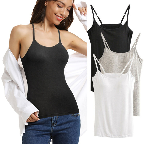 Women Padded Bra Spaghetti Camisole Top Vest Camisole With