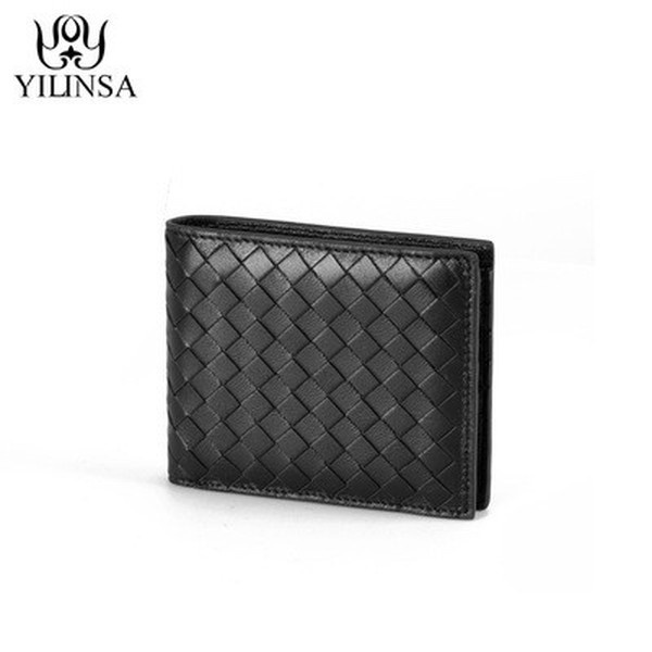Sheepskin Woven Men's Wallet Short Leather Genuine Business Casual Youth  Ultra-thin Wallet Soft Leather Wallet
