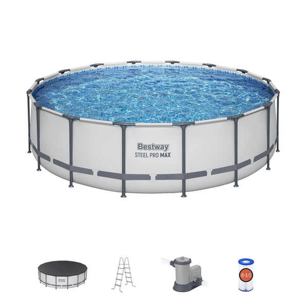 Bestway Steel Pro MAX 16 x 4 Foot Above Ground Round Pool Set w ...