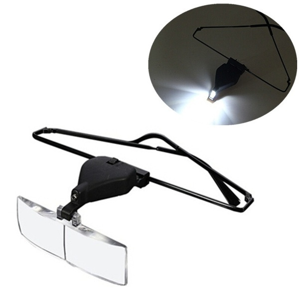 LED Light Magnifying Spec Glasses Hands Free Magnifier Repair Tool