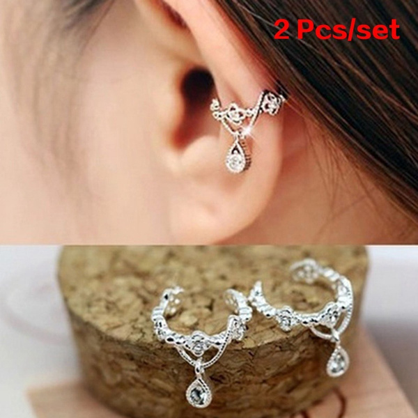 1 Pair Cute Without Pierced Ear Bone Folder Punk Fashion Ear Cuff Wrap ...