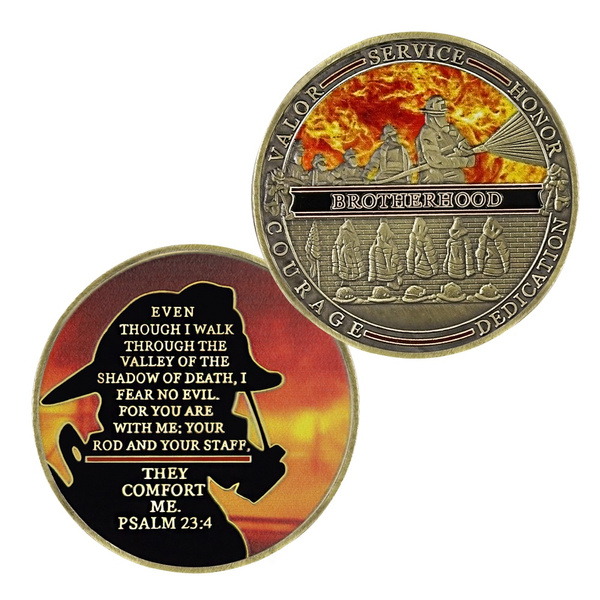 Fire Helmet Firefighters Creed Challenge Coin Fire Department Retire ...