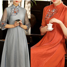 Vintage, Floral, Elegant, chinese dress