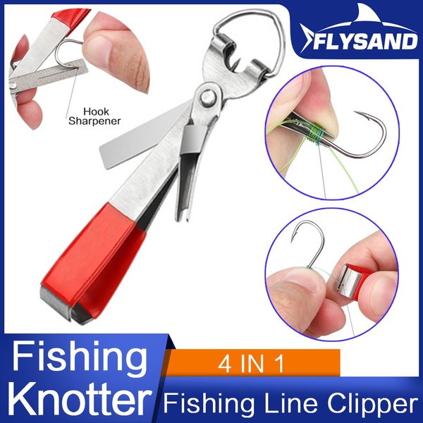 Fishing Quick Knot Tool 4 in 1 Fast Tie Nail Knotter Line Cutter Clipper  Nipper Hook Sharpener Clear Hook eye Fly Tying Tool Fishing Gear FLYSAND  Fishing Accessories