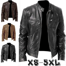 brown, bikerjacket, Plus Size, Coat
