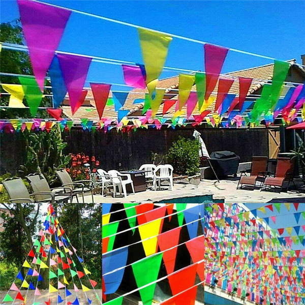 Details about   Triangle Flags Bunting Banner Pennant Festival Xmas Wedding Party Garden Decor 