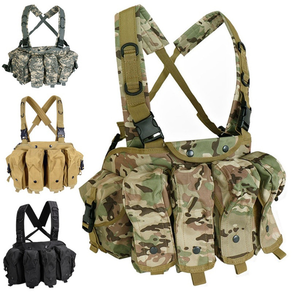 Outdoor Tactical Chest Airsoft Hunting Tactical Vest Molle With Magazine Pouch 