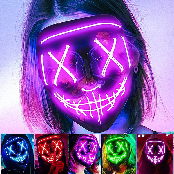 LED Halloween Light Up Purge Mask Women,Halloween Scary Cosplay Purge ...