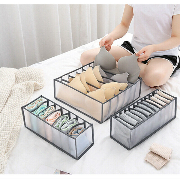 3pcs Foldable Drawer Organizer Divider Closet Storage Box For Underwear Bra 