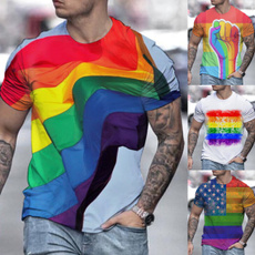 women tees tops, rainbow, lgbtshirt, Moda masculina