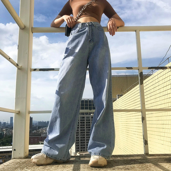 High Waisted Jeans Pants Wide Leg Baggy Jeans 90s Cargo Aesthetic Pants ...