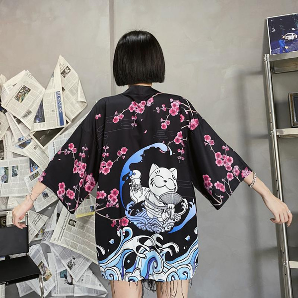 clérigo Deshabilitar Lamer Women Japanese Kimono Jacket Cardigan Coat Retro Loose Haori Yukata Lucky  Cat | Wish