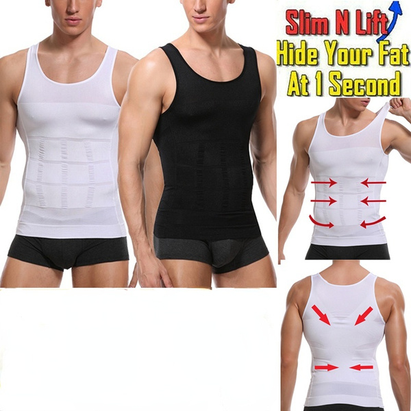 Mens Slimming Body Shaper Vest Shirt Tummy Control Shapewear