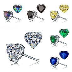 Sterling, Heart, Love, Gemstone Earrings