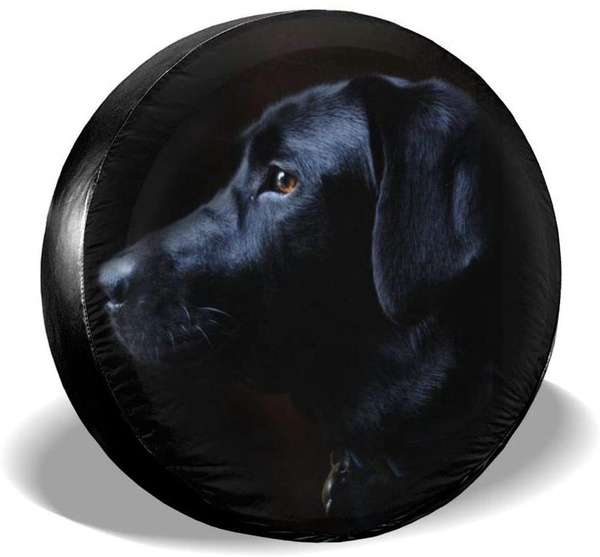 Black Labrador Dog Spare Tire Cover, Waterproof Universal Wheel Covers